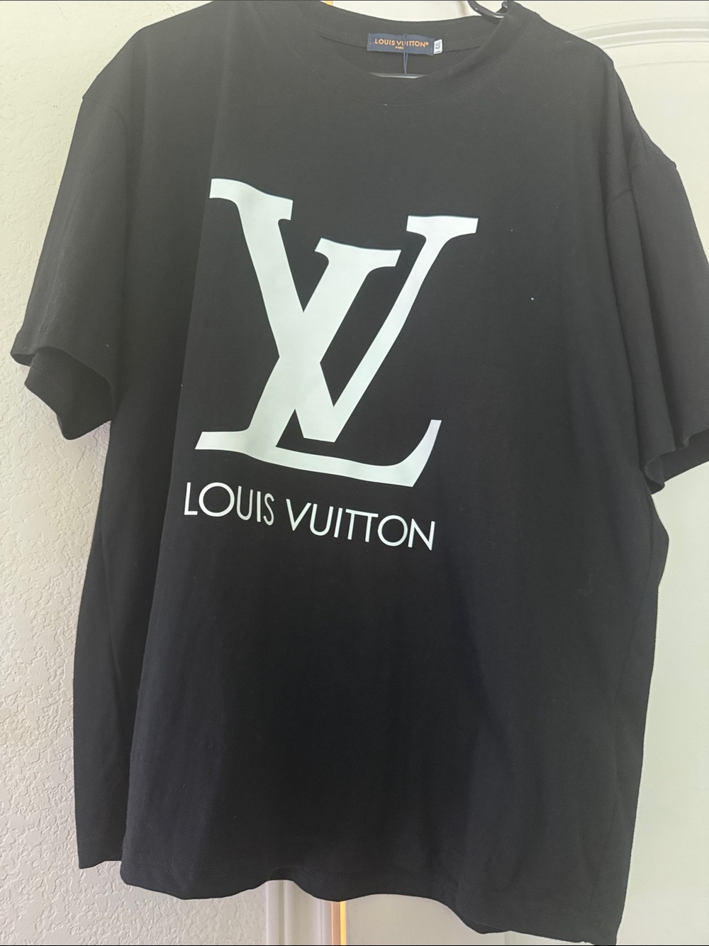 Louis Vuitton Black T‑Shirt with White LV Logo